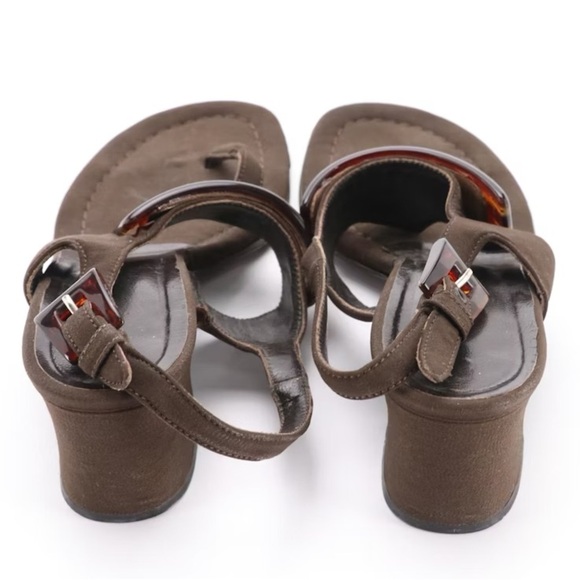 Authentic Prada Block Heel Ankle Strap Thong Sandals Brown (Size 35) VINTAGE - Picture 4 of 5